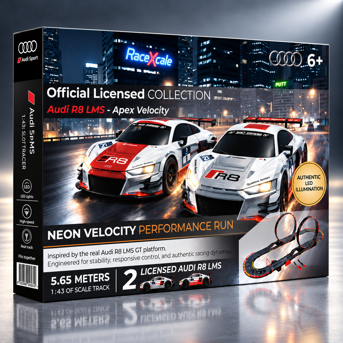 RaceXcale Audi R8 LMS – Apex Velocity 5.65m Slot Car Racing Set