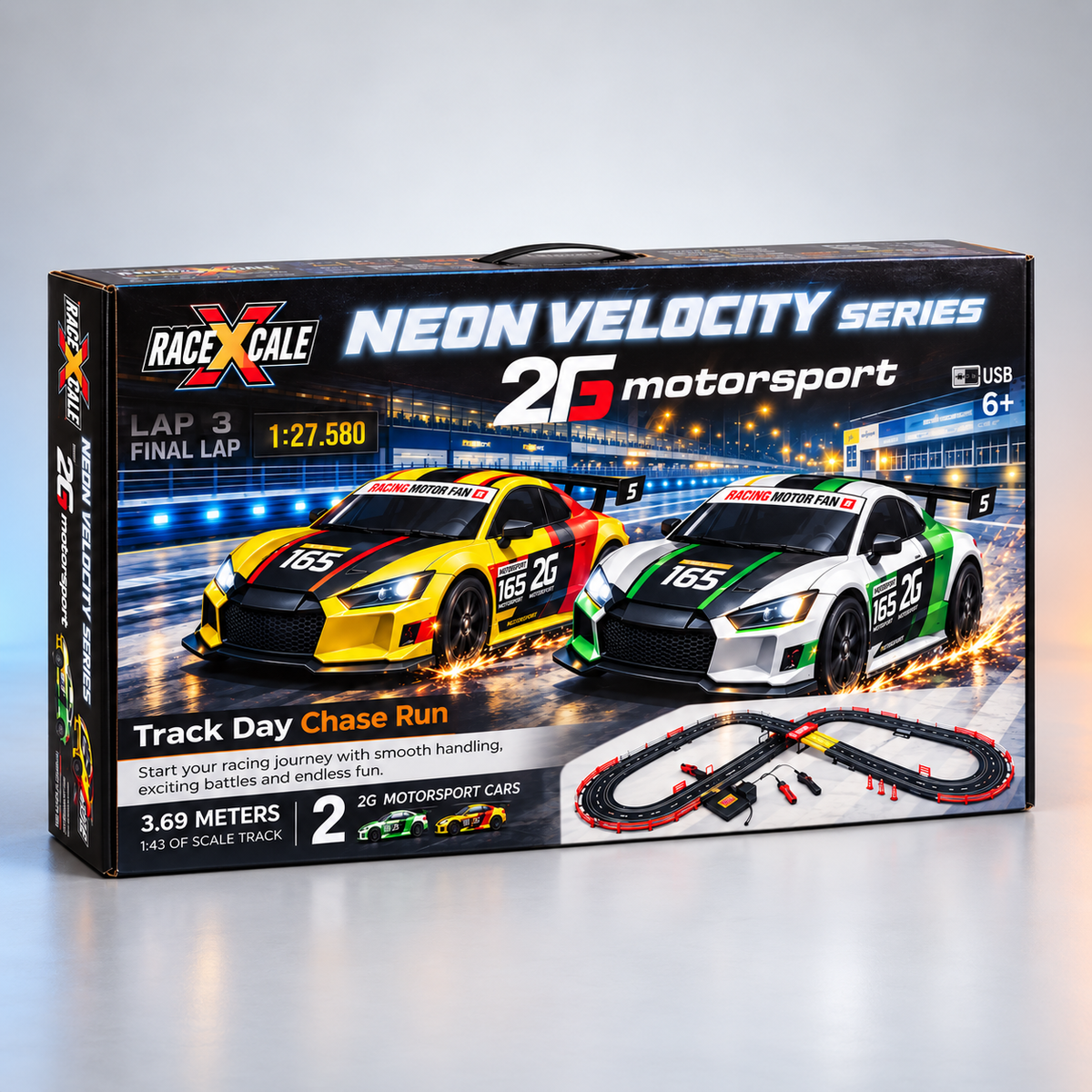 2G Motorsport Track Day Chase – 3.69m Slot Car Set