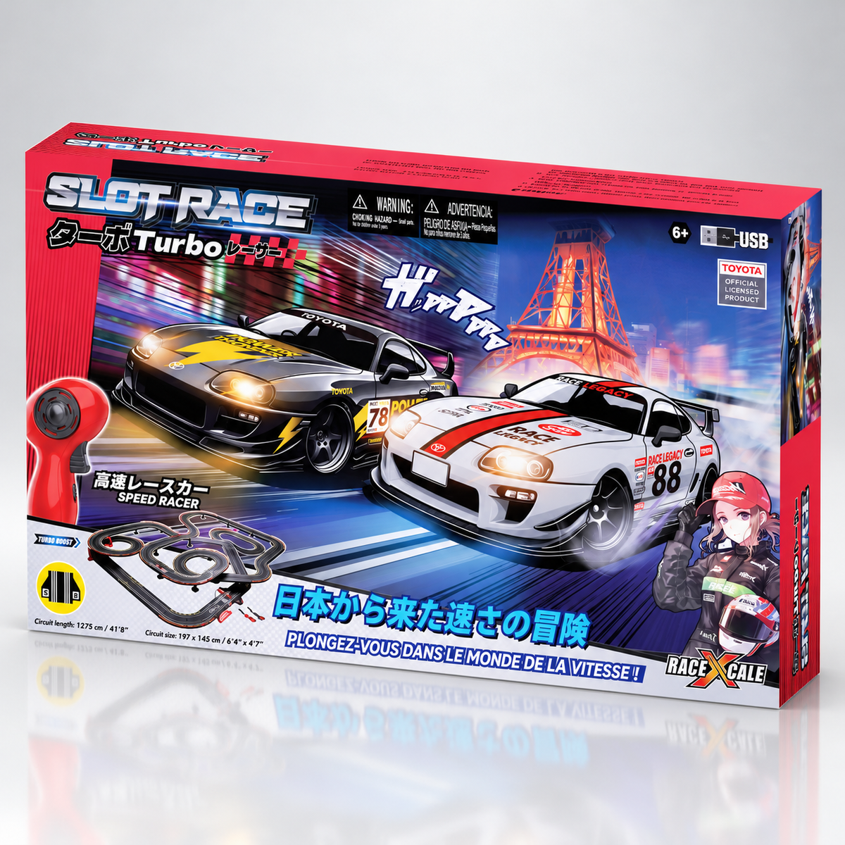 RaceXcale Toyota Supra – Turbo Racer 12.75m Slot Car Racing Set